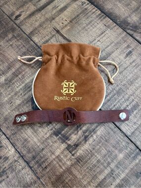 Rustic Cuff Retired Brown Leather Initial "N" Bracelet with Dust Bag
